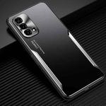 For OPPO A93 5G Blade Series TPU Frame + Titanium Alloy Sand Blasting Technology Backplane + Color Aluminum Alloy Decorative Edge Mobile Phone Protective Shell(Black + Silver)