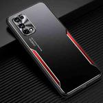 For OPPO Realme X7 Blade Series TPU Frame + Titanium Alloy Sand Blasting Technology Backplane + Color Aluminum Alloy Decorative Edge Mobile Phone Protective Shell(Black + Red)