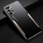 For OPPO Realme X7 Blade Series TPU Frame + Titanium Alloy Sand Blasting Technology Backplane + Color Aluminum Alloy Decorative Edge Mobile Phone Protective Shell(Black + Gold)
