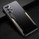 For OPPO Realme X7 Pro Blade Series TPU Frame + Titanium Alloy Sand Blasting Technology Backplane + Color Aluminum Alloy Decorative Edge Mobile Phone Protective Shell(Black + Gold)