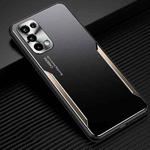 For OPPO Reno5 5G Blade Series TPU Frame + Titanium Alloy Sand Blasting Technology Backplane + Color Aluminum Alloy Decorative Edge Mobile Phone Protective Shell(Black + Gold)