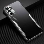 For OPPO Reno5 5G Blade Series TPU Frame + Titanium Alloy Sand Blasting Technology Backplane + Color Aluminum Alloy Decorative Edge Mobile Phone Protective Shell(Black + Silver)