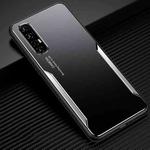 For OPPO Reno3 Pro Blade Series TPU Frame + Titanium Alloy Sand Blasting Technology Backplane + Color Aluminum Alloy Decorative Edge Mobile Phone Protective Shell(Black + Silver)