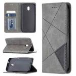 For Nokia C1 Plus Rhombus Texture Horizontal Flip Magnetic Leather Case with Holder & Card Slots(Grey)