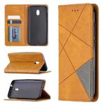 For Nokia C1 Plus Rhombus Texture Horizontal Flip Magnetic Leather Case with Holder & Card Slots(Yellow)