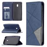 For Nokia C1 Plus Rhombus Texture Horizontal Flip Magnetic Leather Case with Holder & Card Slots(Blue)