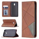 For Nokia C1 Plus Rhombus Texture Horizontal Flip Magnetic Leather Case with Holder & Card Slots(Brown)