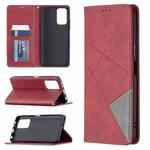 For Xiaomi Redmi Note 10 Pro Rhombus Texture Horizontal Flip Magnetic Leather Case with Holder & Card Slots(Red)