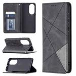 For Huawei P50 Rhombus Texture Horizontal Flip Magnetic Leather Case with Holder & Card Slots(Black)