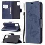 For LG K42 Two Butterflies Embossing Pattern Horizontal Flip Leather Case with Holder & Card Slot & Wallet & Lanyard(Dark Blue)