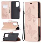 For Xiaomi Redmi Note 10 Pro Two Butterflies Embossing Pattern Horizontal Flip Leather Case with Holder & Card Slot & Wallet & Lanyard(Rose Gold)