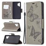 For Samsung Galaxy A32 4G Two Butterflies Embossing Pattern Horizontal Flip Leather Case with Holder & Card Slot & Wallet & Lanyard(Grey)