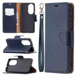 For Huawei P50 Litchi Texture Pure Color Horizontal Flip Leather Case with Holder & Card Slots & Wallet & Lanyard(Dark Blue)