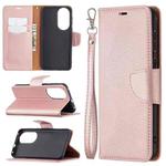 For Huawei P50 Litchi Texture Pure Color Horizontal Flip Leather Case with Holder & Card Slots & Wallet & Lanyard(Rose Gold)