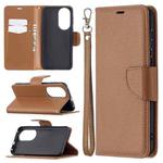 For Huawei P50 Litchi Texture Pure Color Horizontal Flip Leather Case with Holder & Card Slots & Wallet & Lanyard(Brown)