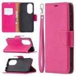 For Huawei P50 Litchi Texture Pure Color Horizontal Flip Leather Case with Holder & Card Slots & Wallet & Lanyard(Rose Red)