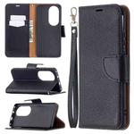 For Huawei P50 Pro Litchi Texture Pure Color Horizontal Flip Leather Case with Holder & Card Slots & Wallet & Lanyard(Black)