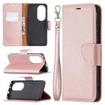 For Huawei P50 Pro Litchi Texture Pure Color Horizontal Flip Leather Case with Holder & Card Slots & Wallet & Lanyard(Rose Gold)