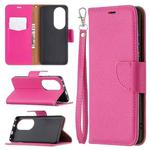 For Huawei P50 Pro Litchi Texture Pure Color Horizontal Flip Leather Case with Holder & Card Slots & Wallet & Lanyard(Rose Red)