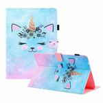 Universal Colored Drawing Horizontal Flip PU Leather Case with Holder & Card Slots & Wallet, Specification:8 inch(Smiley Cat)