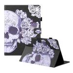 Universal Colored Drawing Horizontal Flip PU Leather Case with Holder & Card Slots & Wallet, Specification:8 inch(Flower Skull)