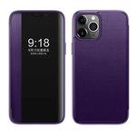 Magnetic Side Window View Shockproof Horizontal Flip Leather Case For iPhone 11(Purple)