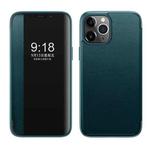 Magnetic Side Window View Shockproof Horizontal Flip Leather Case For iPhone 11 Pro Max(Cyan)