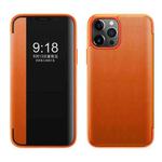 For iPhone 12 Pro Max Magnetic Side Window View Shockproof Horizontal Flip Leather Case(Orange)