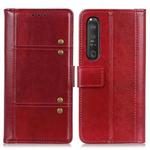 For Sony Xperia 1 III Peas Crazy Horse Texture Horizontal Flip Leather Case with Holder & Card Slots & Wallet(Red)