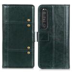 For Sony Xperia 1 III Peas Crazy Horse Texture Horizontal Flip Leather Case with Holder & Card Slots & Wallet(Green)