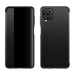 For Samsung Galaxy A12 Magnetic Side Window View Shockproof Horizontal Flip Leather Case(Black)