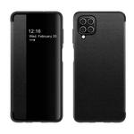 For Samsung Galaxy A42 Magnetic Side Window View Shockproof Horizontal Flip Leather Case(Black)