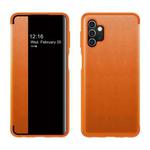 For Samsung Galaxy A72 4G / 5G Magnetic Side Window View Shockproof Horizontal Flip Leather Case(Orange)
