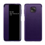 For Motorola Moto G Power(2021) Magnetic Side Window View Shockproof Horizontal Flip Leather Case(Purple)