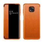 For Motorola Moto G Play(2021) Magnetic Side Window View Shockproof Horizontal Flip Leather Case(Orange)