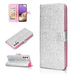 For Samsung Galaxy A32 5G Glitter Powder Horizontal Flip Leather Case with Card Slots & Holder & Photo Frame & Wallet(Silver)
