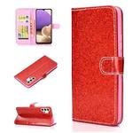 For Samsung Galaxy A32 5G Glitter Powder Horizontal Flip Leather Case with Card Slots & Holder & Photo Frame & Wallet(Red)