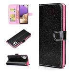For Samsung Galaxy A32 4G Glitter Powder Horizontal Flip Leather Case with Card Slots & Holder & Photo Frame & Wallet(Black)