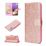 For Samsung Galaxy A32 4G Glitter Powder Horizontal Flip Leather Case with Card Slots & Holder & Photo Frame & Wallet(Rose Gold)