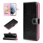 For Samsung Galaxy S21+ 5G Glitter Powder Horizontal Flip Leather Case with Card Slots & Holder & Photo Frame & Wallet(Black)