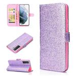 For Samsung Galaxy S21+ 5G Glitter Powder Horizontal Flip Leather Case with Card Slots & Holder & Photo Frame & Wallet(Purple)