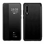 For Huawei P30 Magnetic Side Window View Shockproof Horizontal Flip Leather Smart Case(Black)