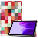 For Samsung Galaxy Tab A7 Lite T225 Colored Drawing Pattern Horizontal Flip Leather Case with Three-folding Holder(Magic Cube)