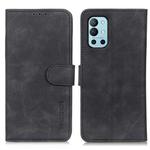 For OnePlus 9R KHAZNEH Retro Texture PU + TPU Horizontal Flip Leather Case with Holder & Card Slots & Wallet(Black)