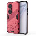 For Huawei P50 Pro Punk Armor 2 in 1 PC + TPU Shockproof Case with Invisible Holder(Light Red)