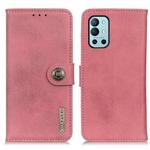 For OnePlus 9R KHAZNEH Cowhide Texture Horizontal Flip Leather Case with Holder & Card Slots & Wallet(Pink)
