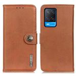 For OPPO A54 4G KHAZNEH Cowhide Texture Horizontal Flip Leather Case with Holder & Card Slots & Wallet(Brown)