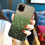 For iPhone 11 PC + Crystal Diamond Tri-Color Gradient Protective Case(Gradient Green)