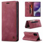 For OnePlus 8T AutSpace A01 Retro Skin-feel Crazy Horse Texture Horizontal Flip Leather Case with Holder & Card Slots & Wallet & RFID(Wine Red)