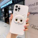 For iPhone 12 Pro Cute Cartoon White Cat Full Coverage Case(Yellow)